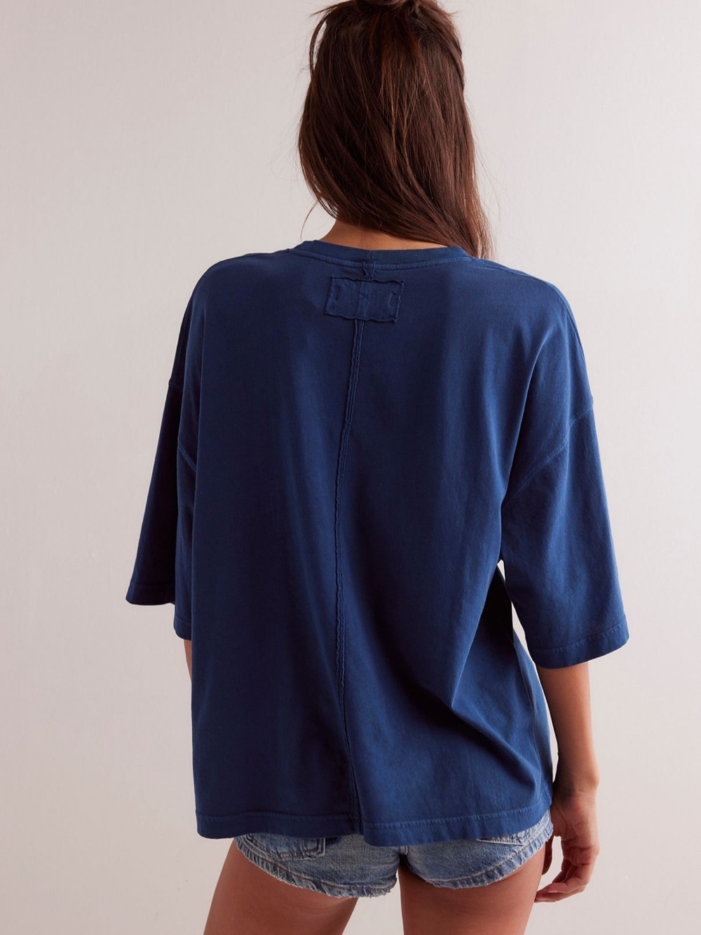 Free People We The Free Perfect Oversized Tee Dark Denim Tshirt Navy Blue XS NEW